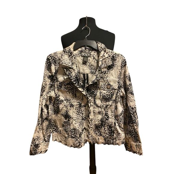 BEREK jacket blazer faux snakeskin corded collared button up pockets Black/White - Picture 1 of 5